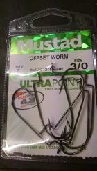 Mustad Offset Worm Hooks size 3/0